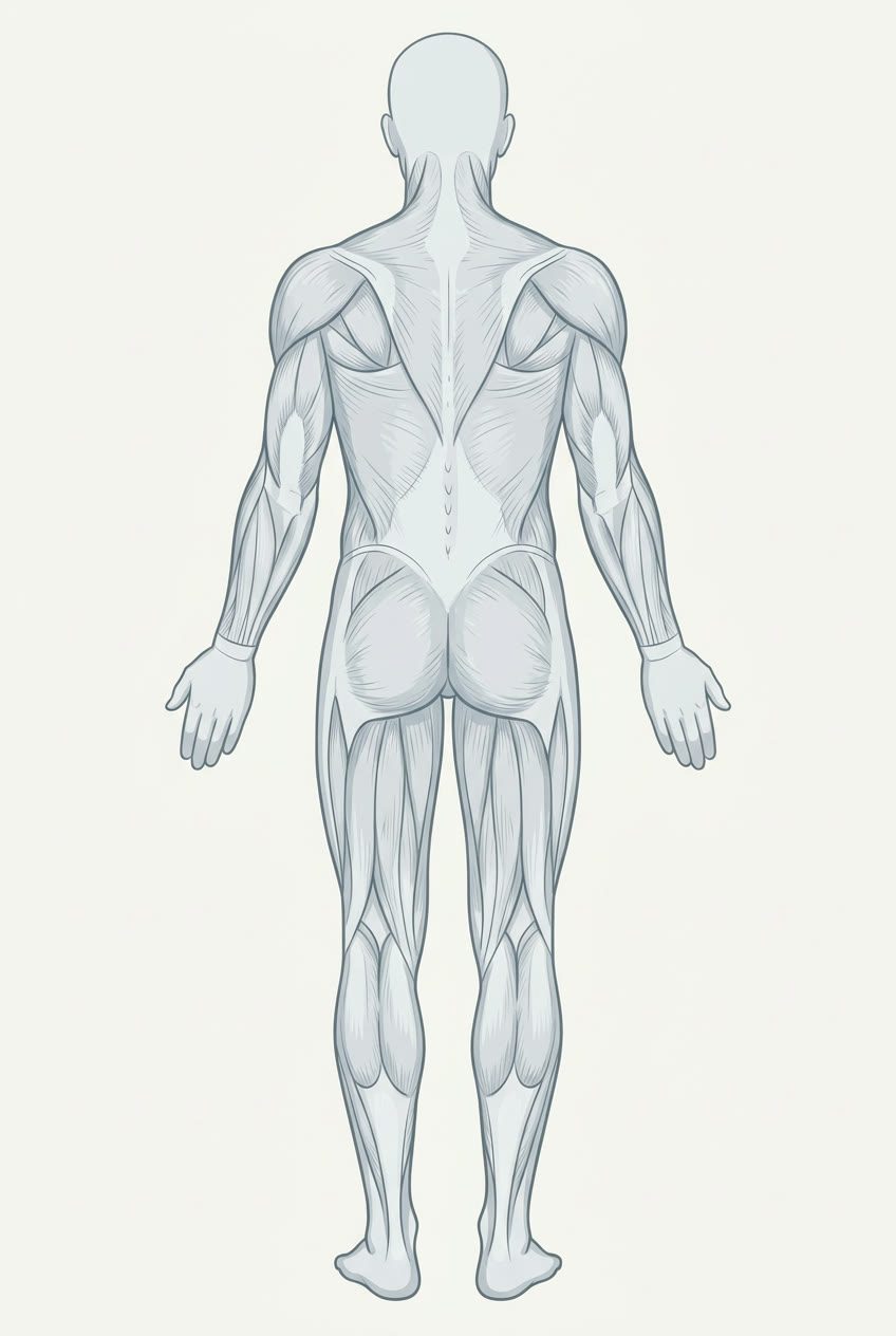 Back of the body, tap a sore area to learn more